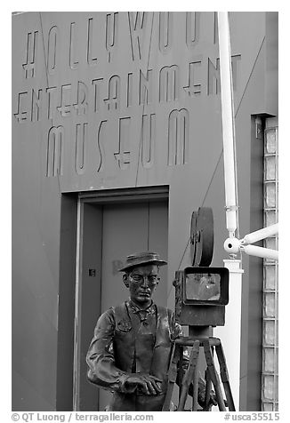 Entrance of the Hollywood Entertainment Museum. Hollywood, Los Angeles, California, USA (black and white)