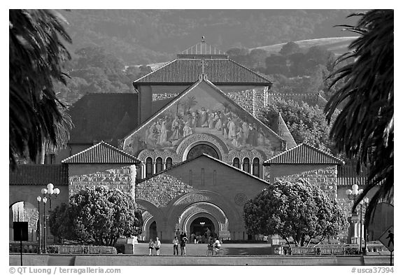 Memorial Church and main Quad, late afternoon. Stanford University, California, USA