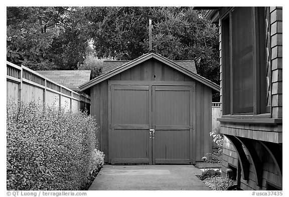 Garage where Hewlett-Packard started. Palo Alto,  California, USA (black and white)