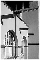 Detail of adobe style train depot. Burlingame,  California, USA ( black and white)