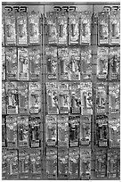 Pez candy and dispensers for sale, Museum of Pez memorabilia. Burlingame,  California, USA ( black and white)