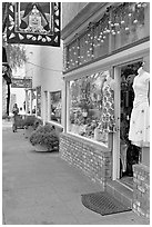 Giftshop decorated with pumpkins. Half Moon Bay, California, USA ( black and white)
