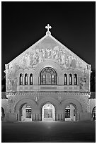 Memorial Church facade at night. Stanford University, California, USA ( black and white)