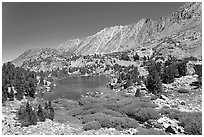 Lake and Inconsolable Range, John Muir Wilderness. California, USA (black and white)
