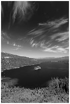 Emerald Bay and Lake Tahoe, Emerald Bay State Park, California. USA (black and white)