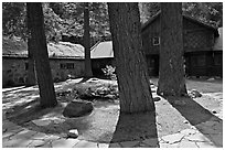 Vikingsholm courtyard, South Lake Tahoe, California. USA (black and white)