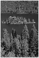 Fannette Island and Tea House, Emerald Bay State Park, California. USA (black and white)