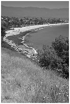 Hillside and West Beach. Santa Barbara, California, USA (black and white)