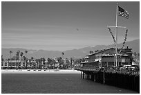 West Beach and Wharf. Santa Barbara, California, USA ( black and white)
