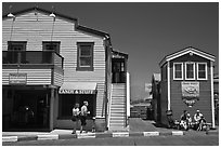 Stores of wharf. Santa Barbara, California, USA (black and white)
