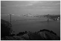 Golden Gate Bridge at dusk. San Francisco, California, USA ( black and white)