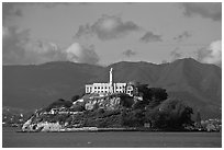 Alcatraz Island and prison. San Francisco, California, USA ( black and white)