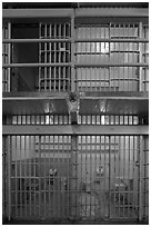 Cells inside Alcatraz prison. San Francisco, California, USA (black and white)