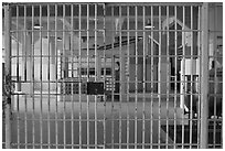 Dining hall, Alcatraz Penitentiary interior. San Francisco, California, USA ( black and white)
