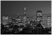 Financial district skyline at dusk. San Francisco, California, USA ( black and white)