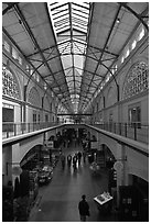 Main gallery inside Ferry Building. San Francisco, California, USA ( black and white)