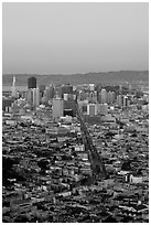 San Francisco skyline view from Twin Peaks at dusk. San Francisco, California, USA ( black and white)