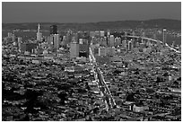 Night San Francisco cityscape. San Francisco, California, USA ( black and white)