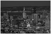 San Francisco downtown skyline at night. San Francisco, California, USA ( black and white)