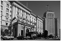 Luxury Hotels on Nob Hill. San Francisco, California, USA (black and white)