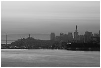 San Francisco skyline at dawn. San Francisco, California, USA ( black and white)