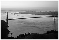 Golden Gate Bridge, San Francisco Bay, and city at dawn. San Francisco, California, USA ( black and white)