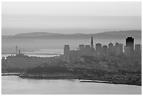 San Francisco cityscape with Bay at dawn. San Francisco, California, USA ( black and white)