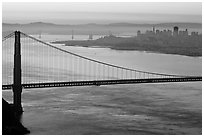 Golden Gate Bridge, San Francisco, and Bay Bridge at dawn. San Francisco, California, USA ( black and white)