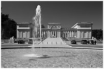 Fountain and California Palace of the Legion of Honor, marking terminus of Lincoln Highway. San Francisco, California, USA ( black and white)