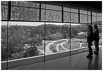 Observation room on top of Hamon Tower, De Young museum, Golden Gate Park. San Francisco, California, USA ( black and white)