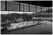 View over California Academy of Sciences building from top of De Young museum. San Francisco, California, USA (black and white)