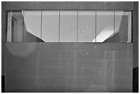 Copper-covered wall and bay window, De Young museum. San Francisco, California, USA ( black and white)