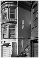 Victorian houses detail, Haight-Ashbury District. San Francisco, California, USA ( black and white)