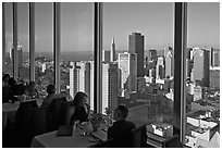 View on San-Francisco downtown from rooftop restaurant. San Francisco, California, USA ( black and white)