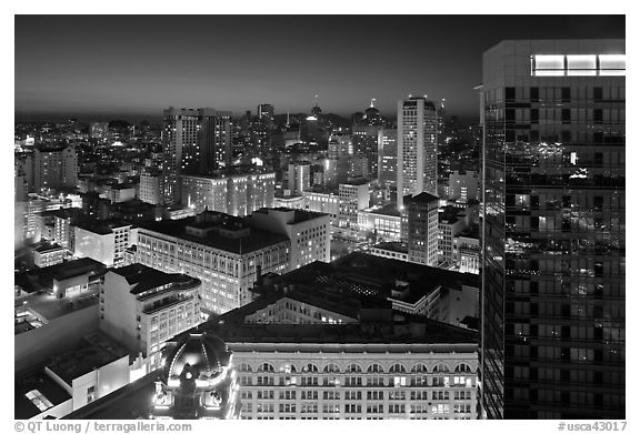 Cityscape at night. San Francisco, California, USA (black and white)