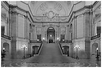 Inside San Francisco City Hall. San Francisco, California, USA (black and white)