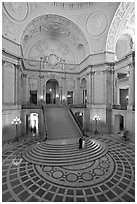 City Hall rotunda interior. San Francisco, California, USA (black and white)