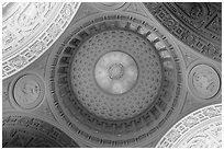 City Hall dome from below, fifth largest in the world. San Francisco, California, USA (black and white)