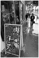 Sidewalk on rainy day. San Francisco, California, USA ( black and white)