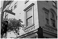 Corner of  Haight Street and Ashbury Street. San Francisco, California, USA (black and white)