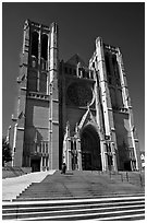Grace Cathedral from the front steps. San Francisco, California, USA ( black and white)