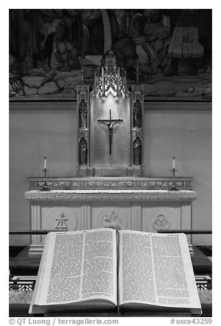 Bible and crucifix, Grace Cathedral. San Francisco, California, USA