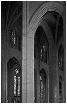 Detail of gothic-style vaulted arches, Grace Cathedral. San Francisco, California, USA (black and white)