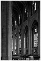 Nave and stained glass windows, Grace Cathedral. San Francisco, California, USA ( black and white)