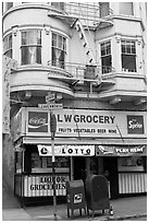 Grocery store. San Francisco, California, USA ( black and white)