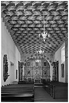 Interior of the Mission Dolores Chapel. San Francisco, California, USA ( black and white)