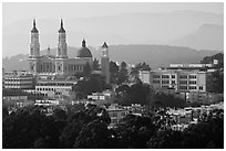 USF buildings and Saint Ignatius Church. San Francisco, California, USA ( black and white)