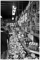 Inside Italian gourmet grocery store, Little Italy, North Beach. San Francisco, California, USA (black and white)
