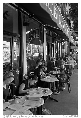 Cafe outdoor sitting, Little Italy, North Beach. San Francisco, California, USA