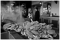 Crabs ready to be cooked, Fishermans wharf. San Francisco, California, USA (black and white)